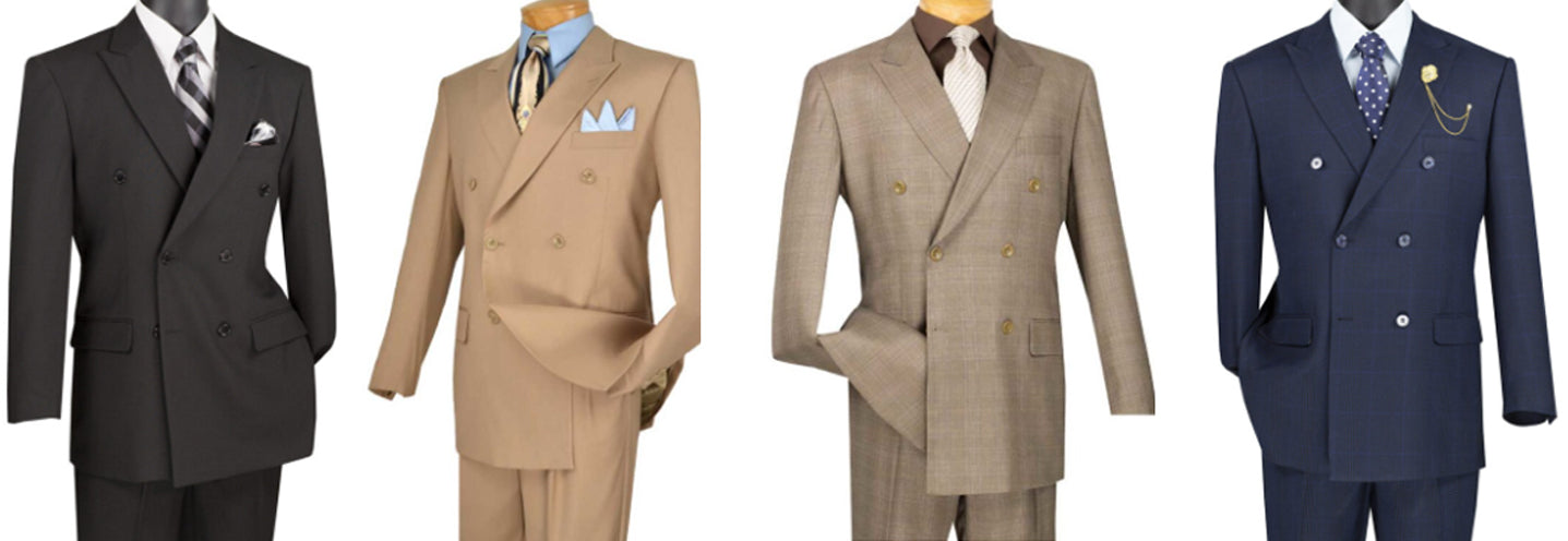 スーツ Double-breasted setup & shirt & tie Wine Timeless Elegance: Men's Worsted Grey Double Breasted Suit