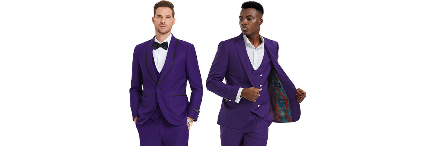 dark purple color dress for men Slim Fit Dark Purple Suit: 3-piece TR Viscose - Party, Wedding