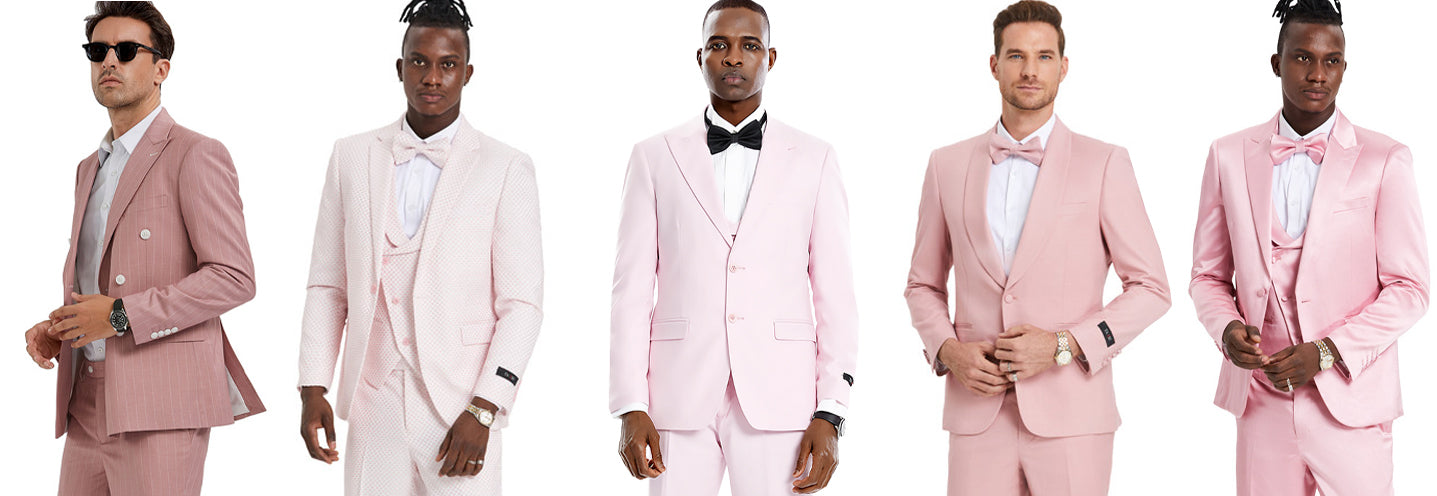 Men Pink Suit Three Piece Suit Wedding Suit Dinner Suit, 50% OFF