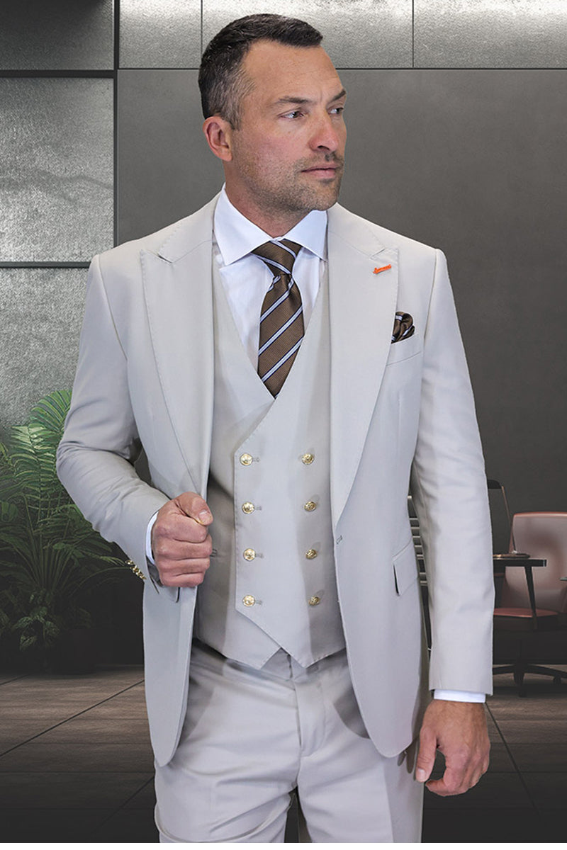 Mens One Button Peak Lapel Suit main image 0