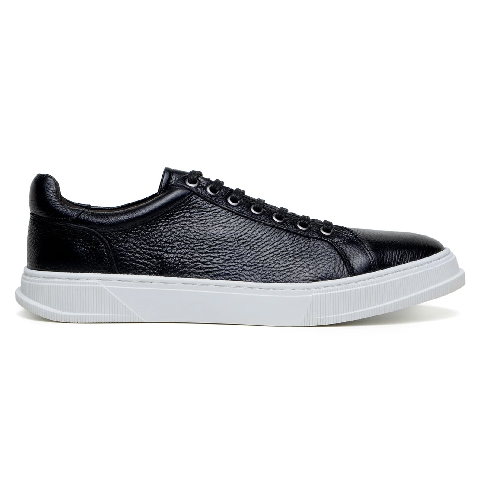 Men's Belvedere Matteo Deerskin Leather Dress Tennis Shoe in Black ...