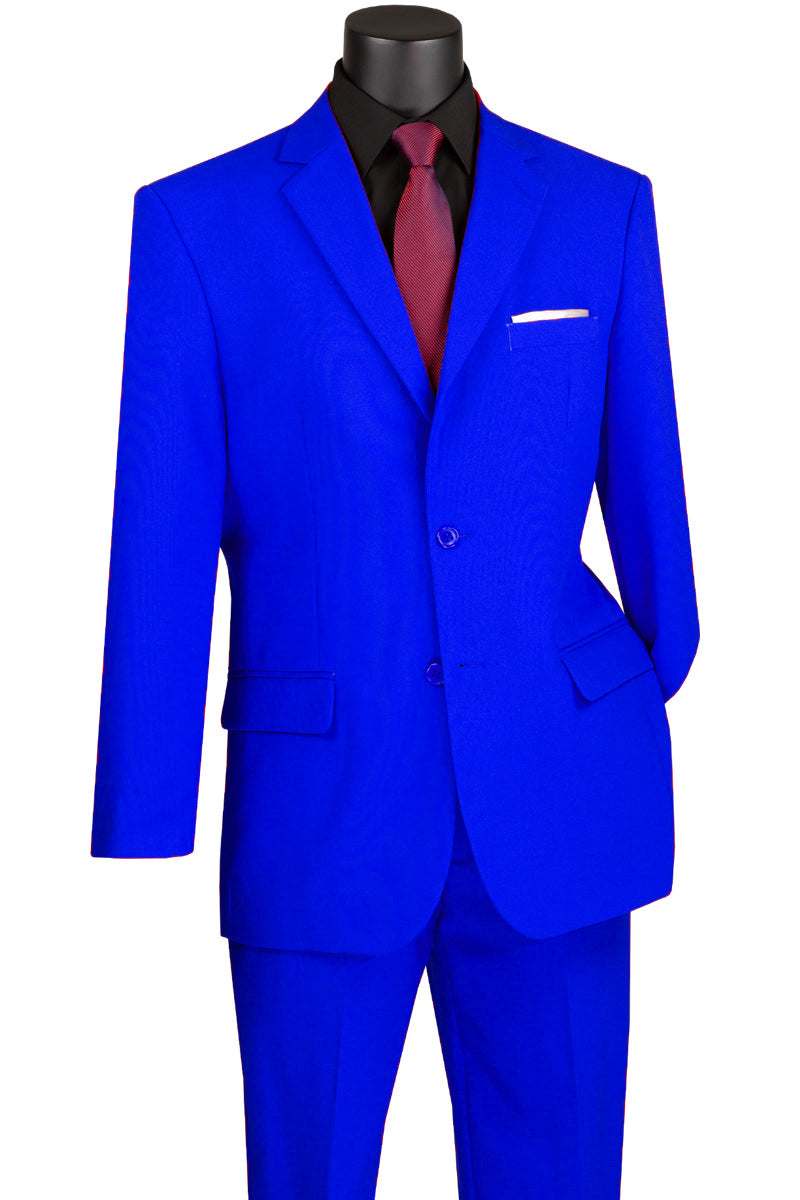 Mens 2 Button Classic Poplin Suit In Royal Blue – Signaturemenswear