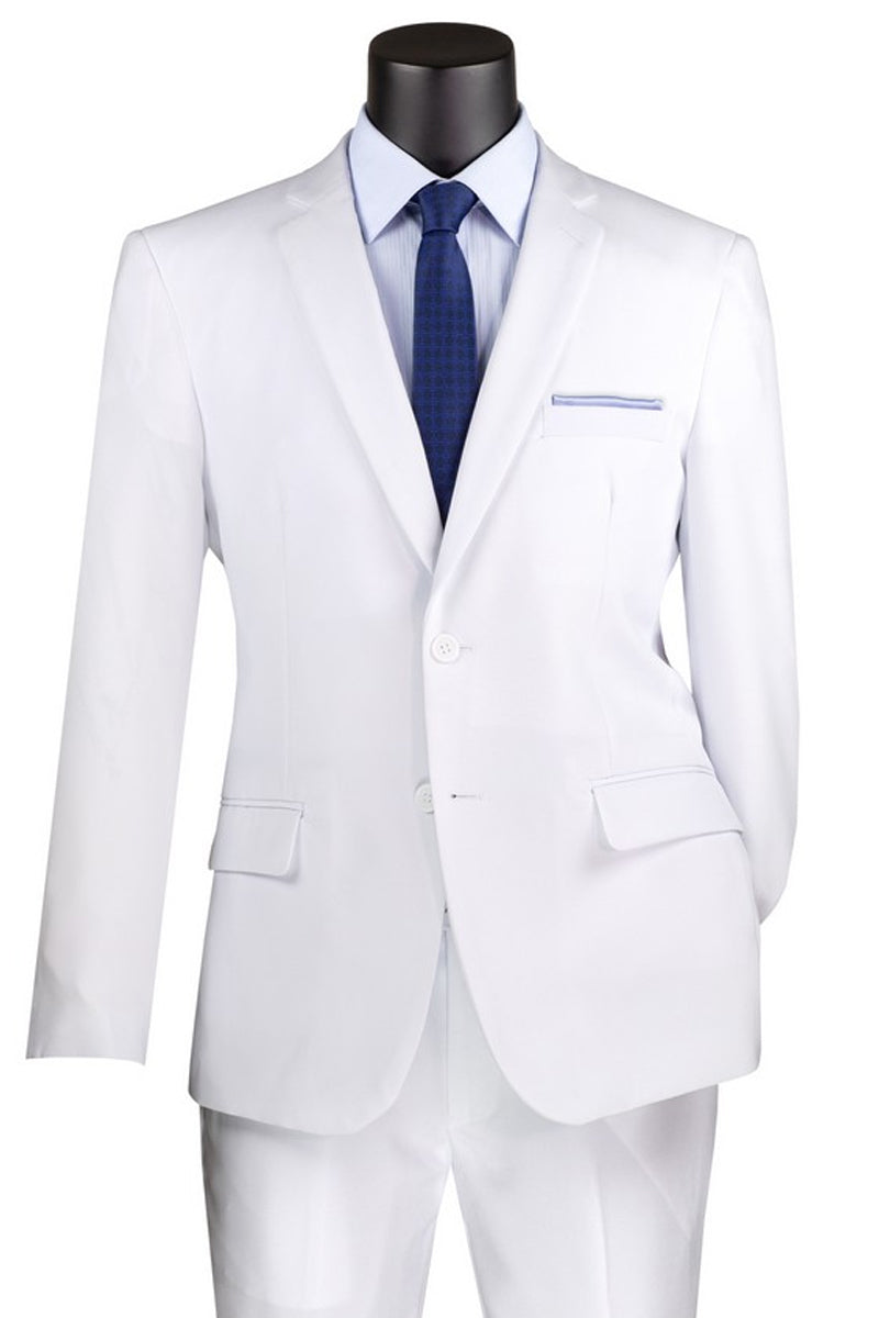 Mens Basic 2 Button Classic Fit Poplin Suit in Beige