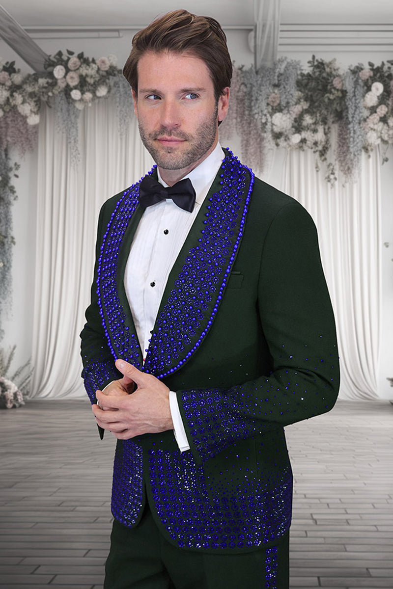 black tux with royal blue dress Men's Designer Flower Rhinestone Studded Prom & Wedding Tuxedo in – SignatureMenswear one of the benefits 30SMRSALE26 avahmadi in her custom Size:8-10 year