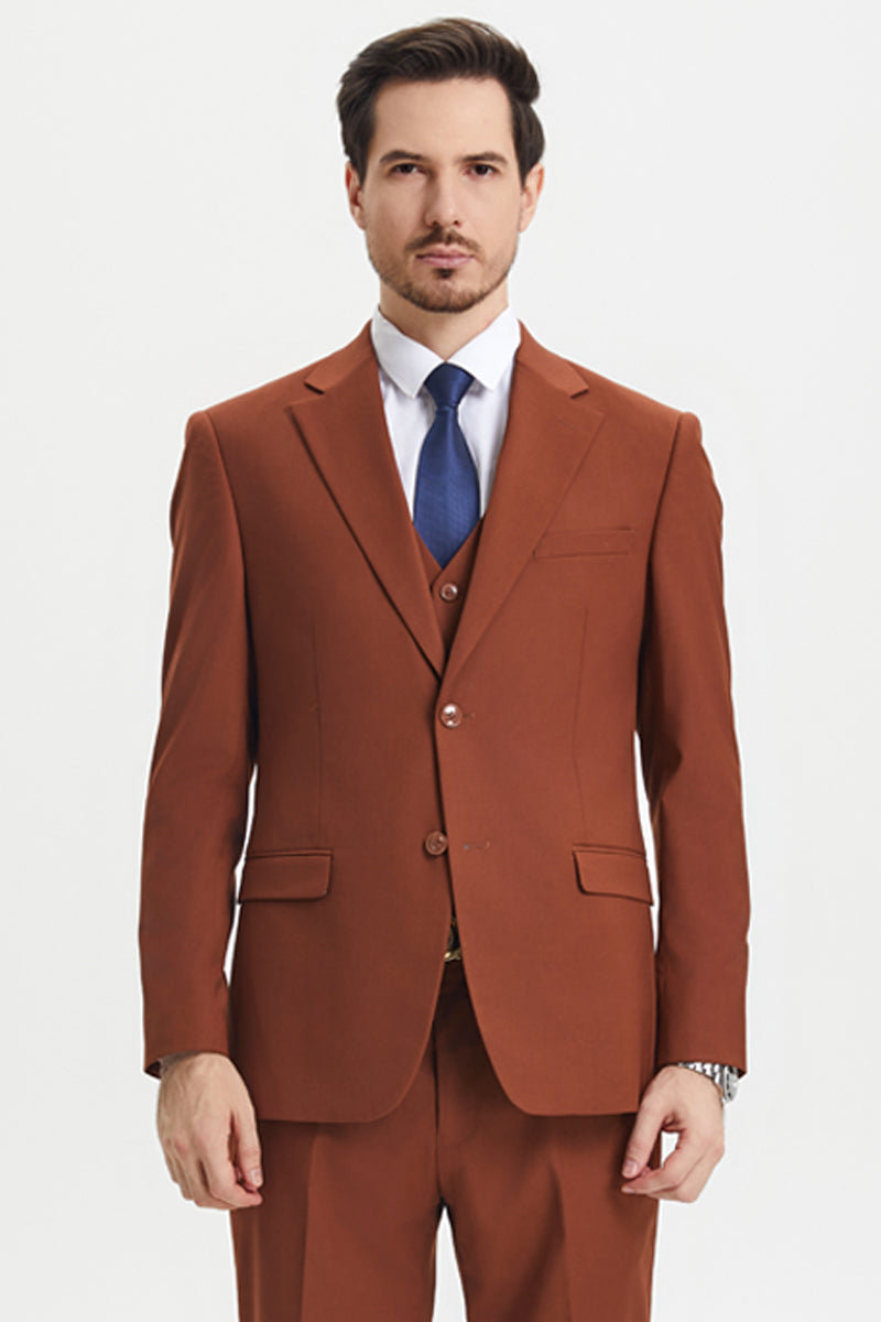 Stacy Adams 2 Button Brown Plaid Mens Suit