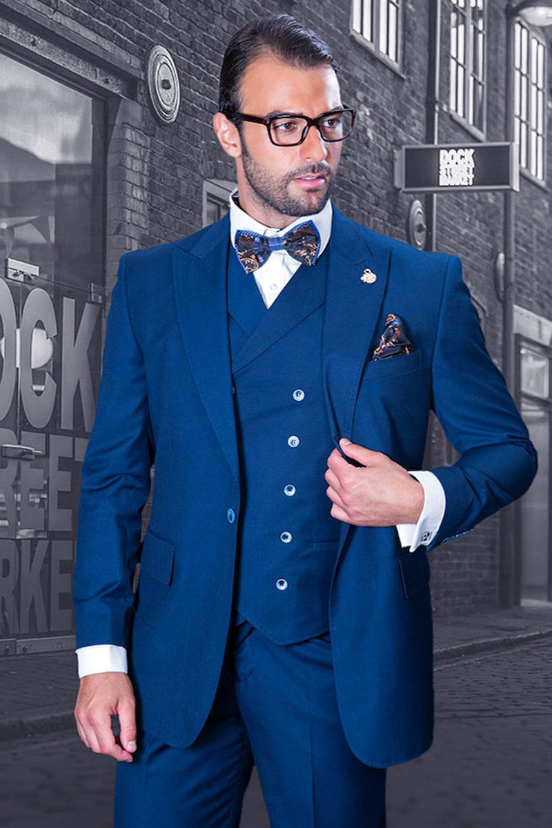Mens Vested One Button Peak Lapel Burgundy Windowpane Wool Suit