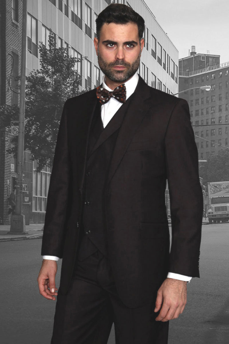 Mens 2 Button Classic Fit Pleated Pant Suit in Brown main image 0