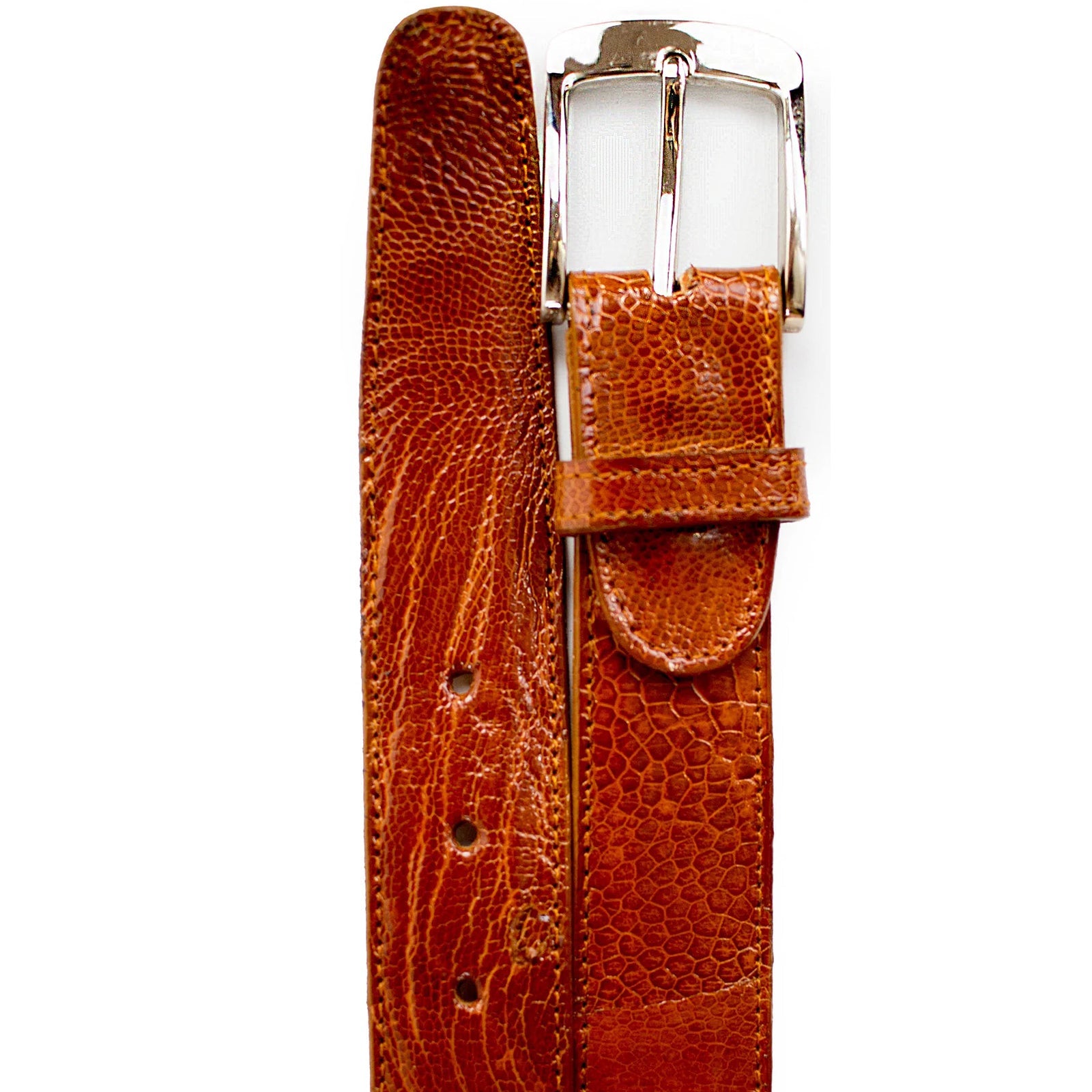 Men's Belvedere Genuine Ostrich Leg Dress Belt in Burned Amber Men's Belvedere Genuine Ostrich Leg Dress Belt in Burned Amber