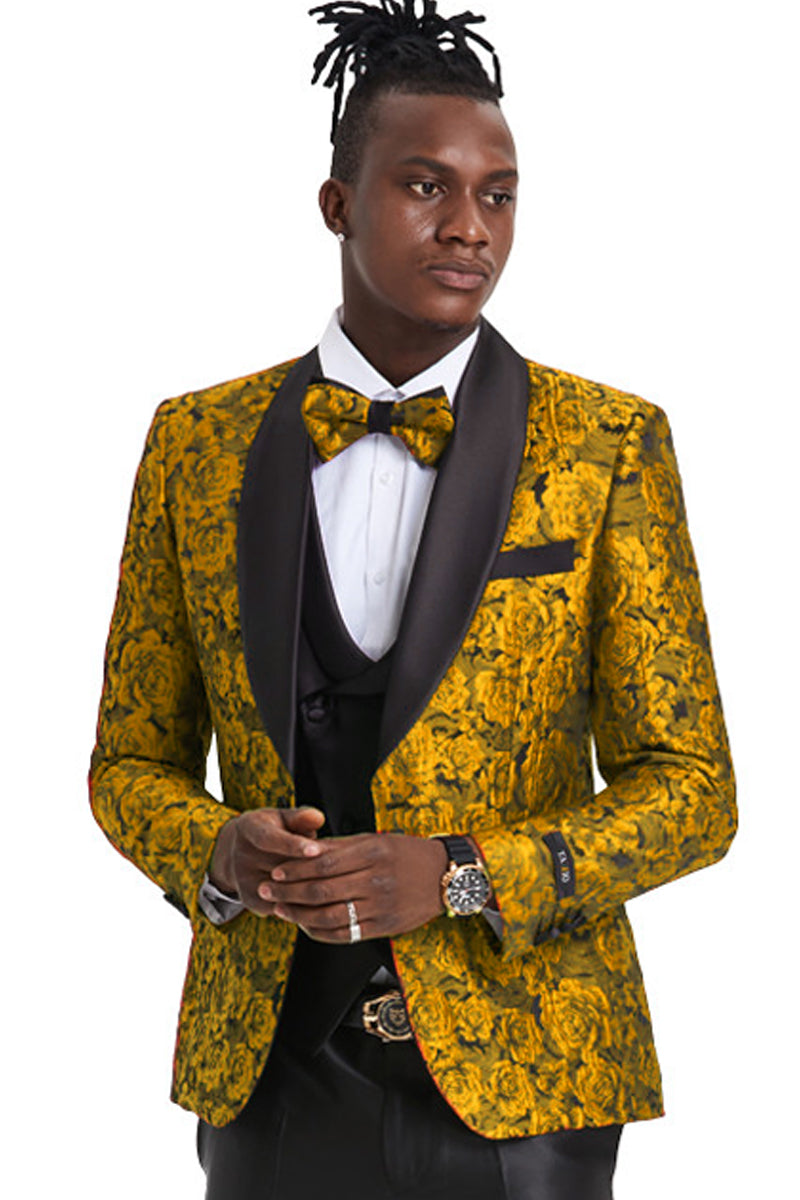 Men's Pink & Silver Floral Paisley Prom Tuxedo