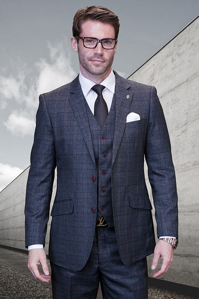 Men's Grey Wool Suit with Double-Vested Charm main image 0
