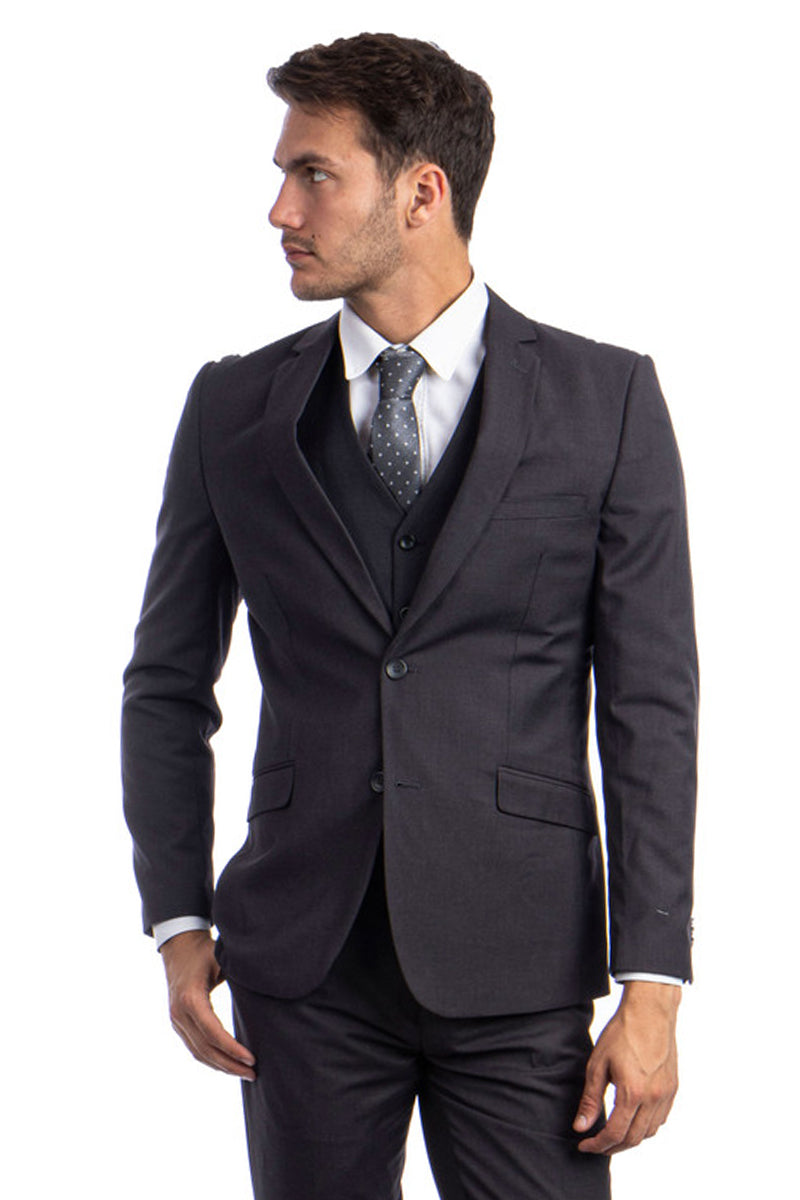 Mens Classic Fit 2 Button Vested Suit in Light Grey main image 0