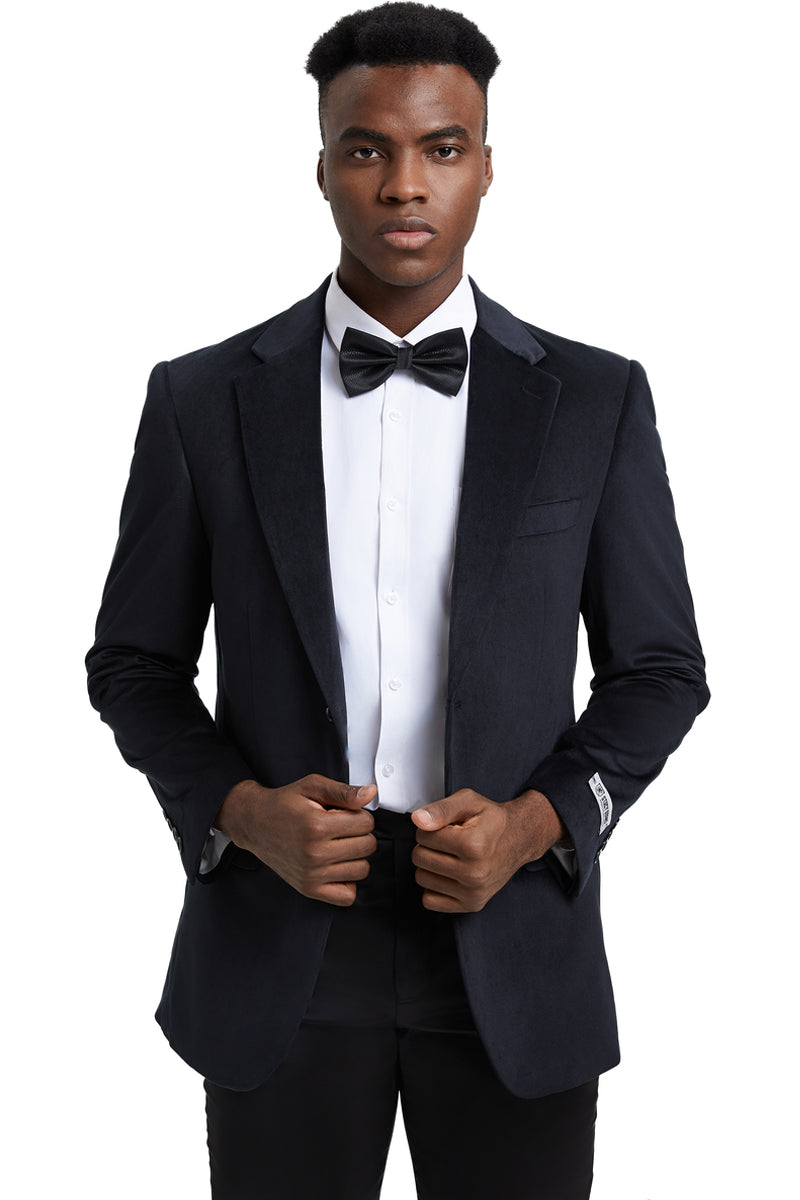 Men's Stacy Adams Modern Fit Business Sport Coat Blazer in Dark Navy Blue Plaid