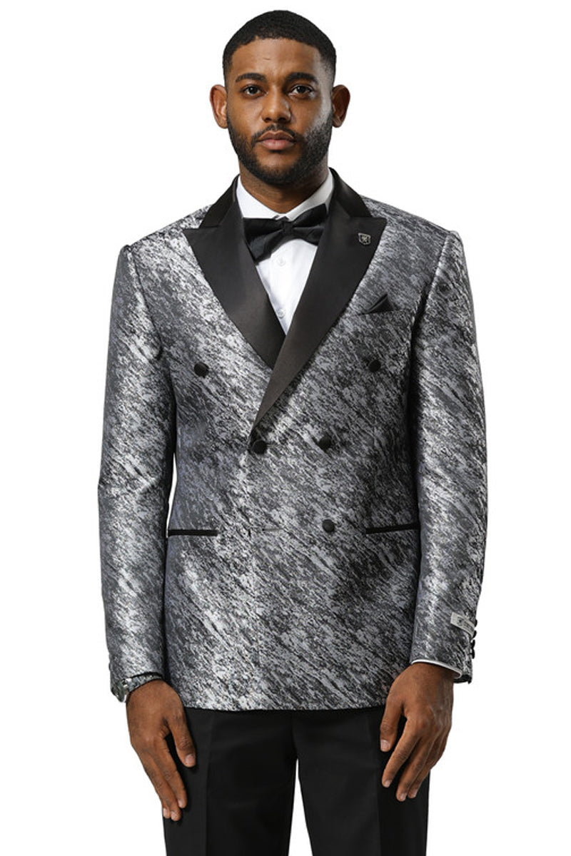Stacy Adams Men's Hybrid Fit Sport Coat - High Fashion Pattern - Silver - XL - CCO Menswear Stacy Adams Men's Hybrid Fit Sport Coat - High Fashion Pattern - Silver - XL - CCO Menswear