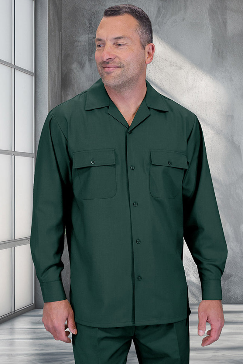 Statement Men's 2 Piece 100% Wool Walking Suit - Pleated Wide Leg Pants Hunter Green / 5XL/46