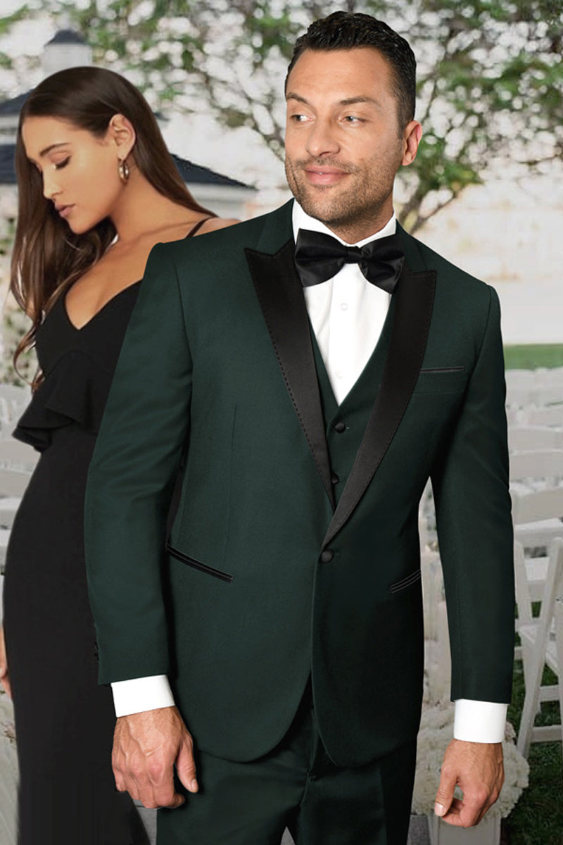 Mens Vested One Button Geometric Print Prom Tuxedo in Black main image 0