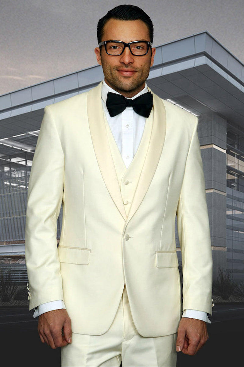 Mens 1 Button Shawl Lapel Wedding | Prom Tuxedo in Black