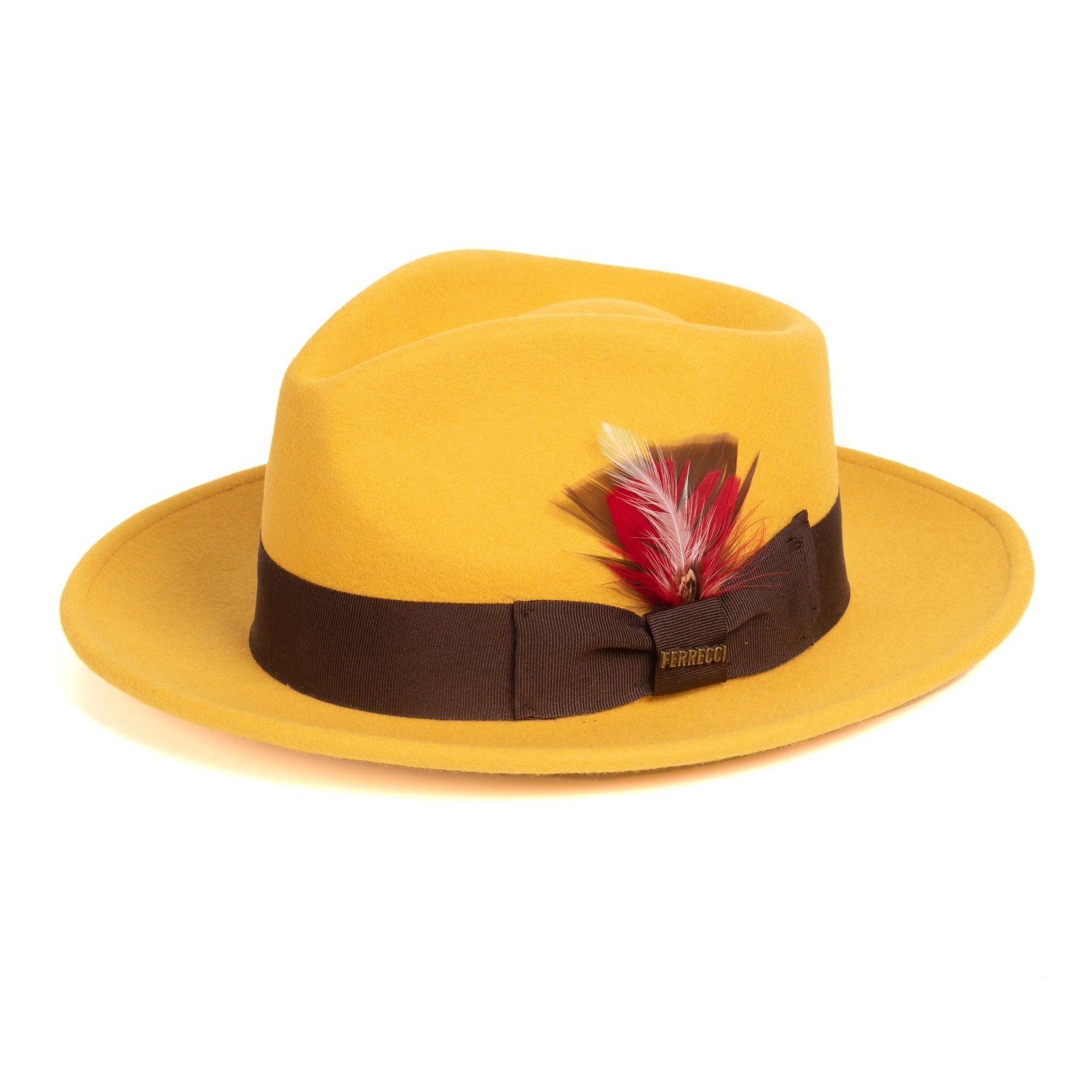 Mens Classic Wool Fedora Dress Hat in Mustard Gold, Mustard / 2X-Large