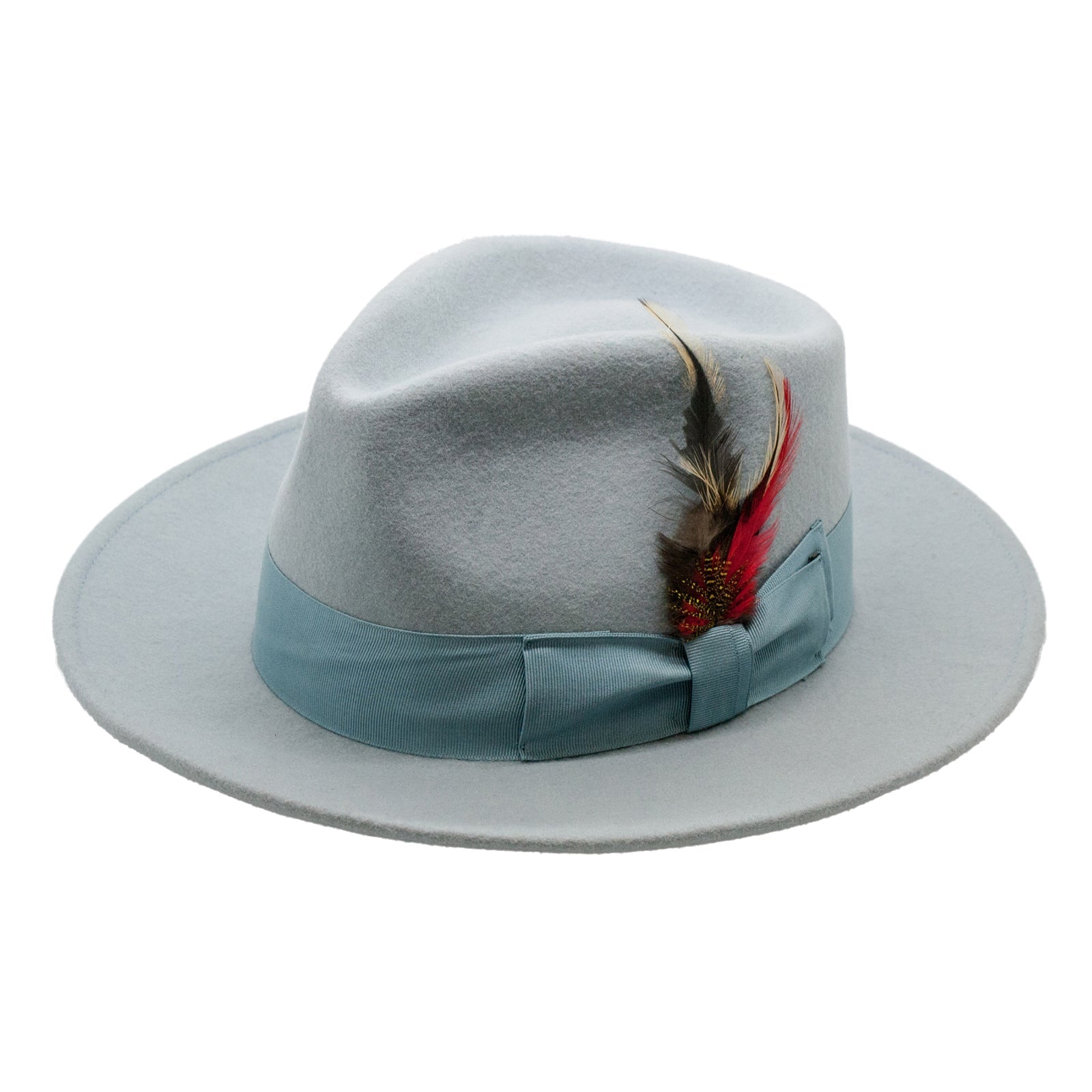 Mens Classic Wool Fedora Dress Hat in Sky Blue Sky Blue / Small