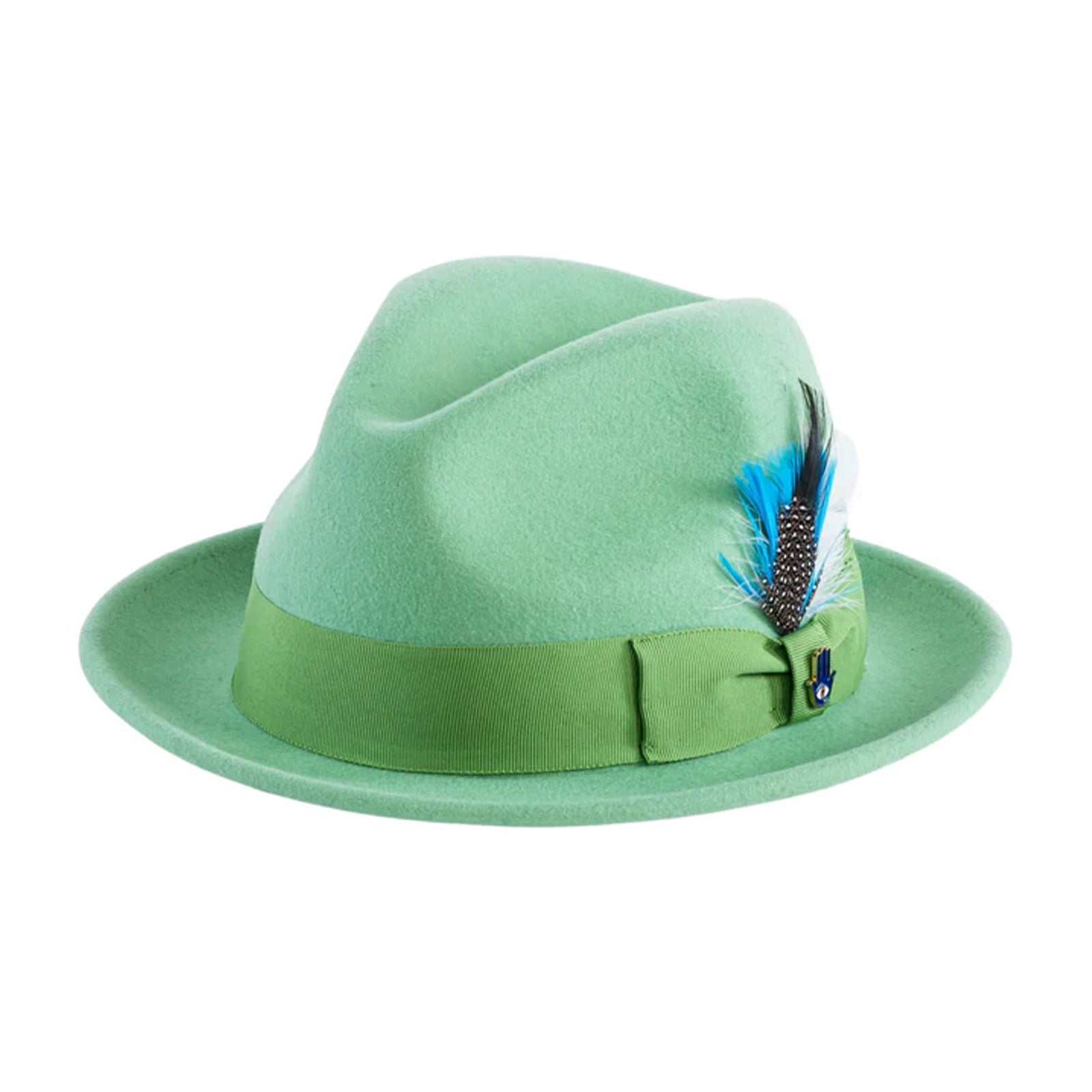 mens dress hats Mens Narrow Brim Crushable Wool Dress Hat Trilby Fedora in Lime Green, Lime Green / Small