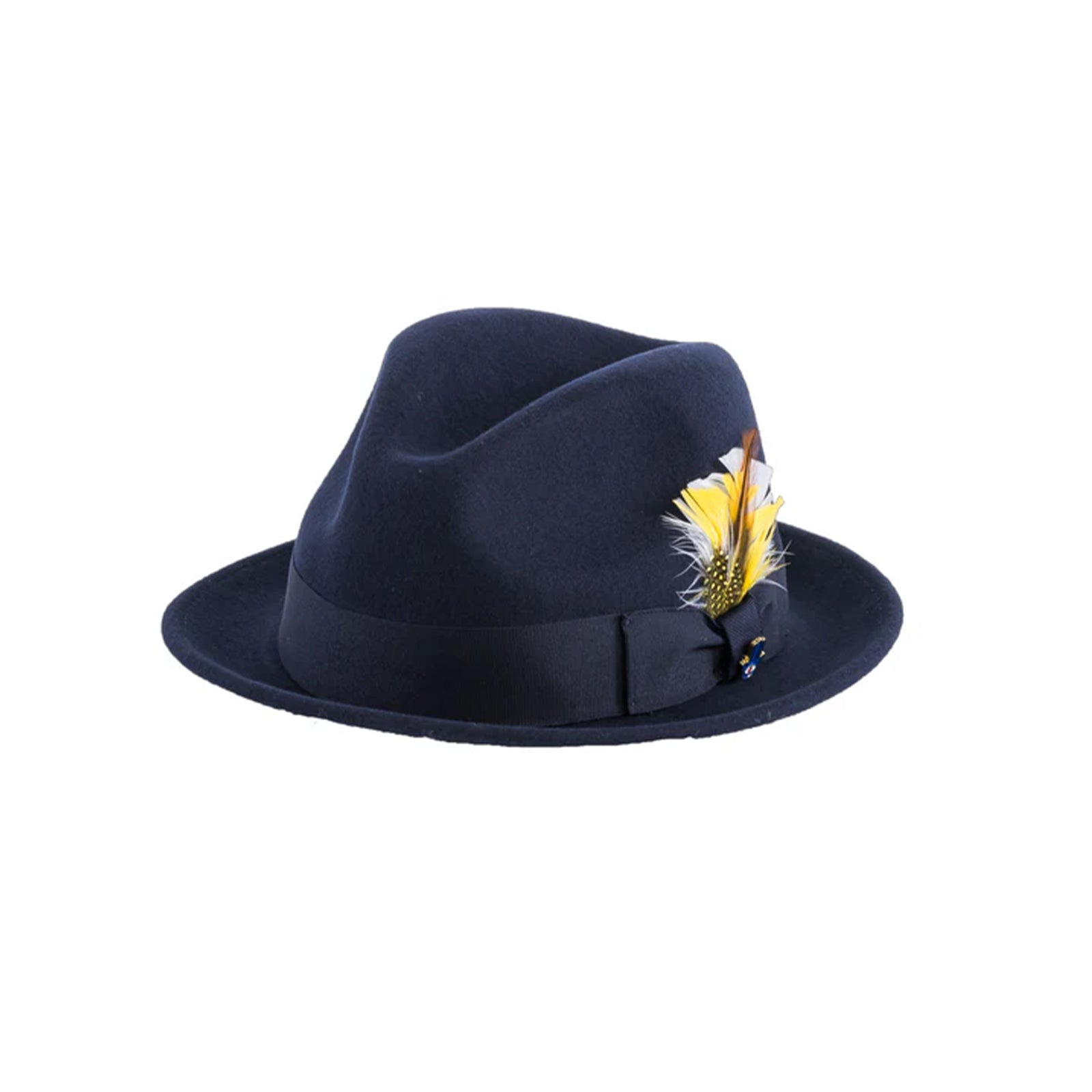 Mens Narrow Brim Crushable Wool Dress Hat Trilby Fedora in Navy Blue Navy / Large Mens Narrow Brim Crushable Wool Dress Hat Trilby Fedora in Navy Blue Navy / Large