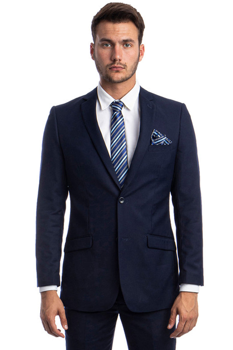 Mens Basic 2 Button Modern Fit Suit in Navy main image 1