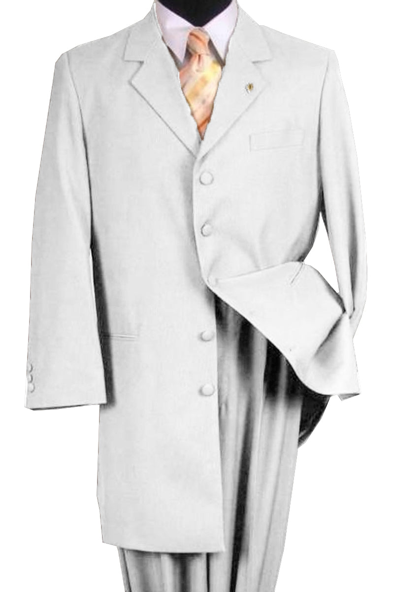 Men's Stylish 4 Button Grey Long Zoot Suit,45'' Long Jacket EXTRA LONG JACKET Maxi Very Long main image 1