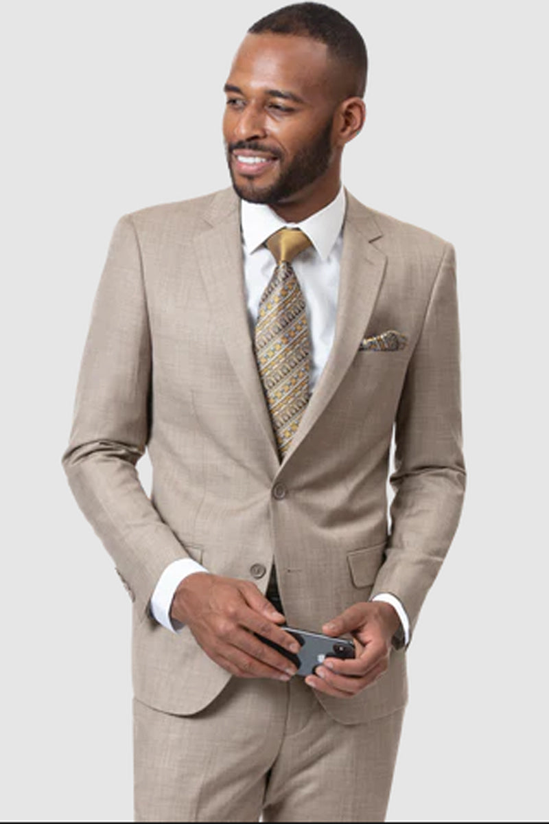 Solid Color Taupe ~ Mocca ~ Slate Men's Suit 2 Button 2PC main image 0