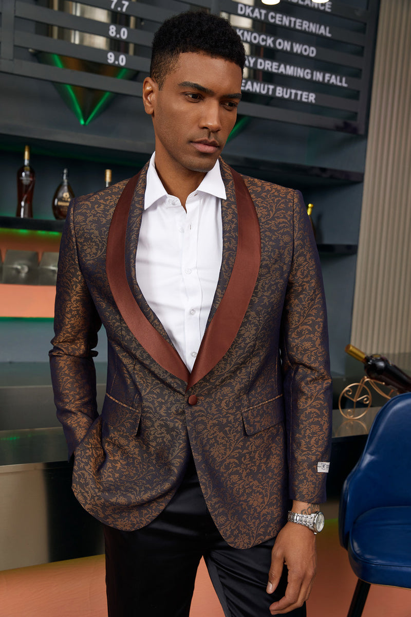 Men's Stacy Adam's Slim Fit Paisley Prom Tuxedo in Brown – SignatureMenswear