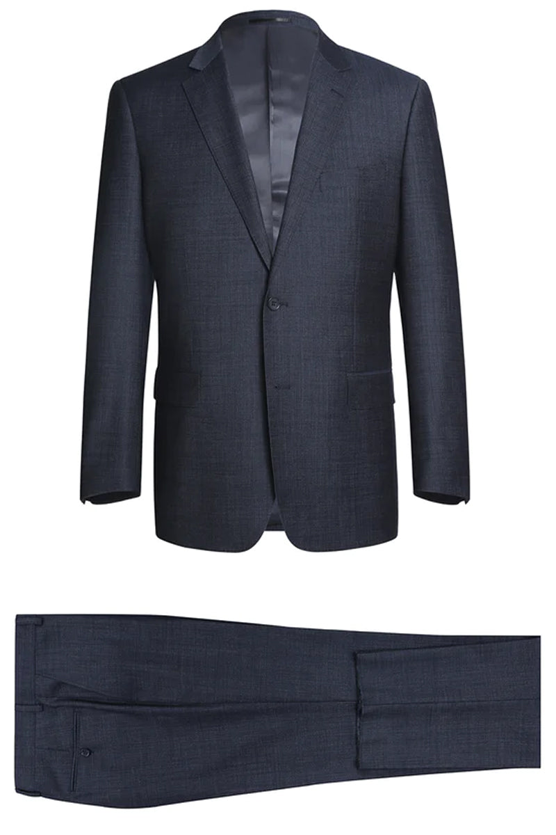 Mens 2 Button Modern Fit Vested Wool Suit in Midnight Blue main image 1