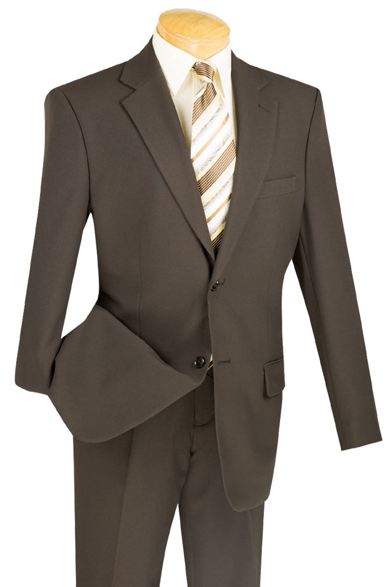 Mens 2 Button Classic Poplin Suit in Brown  SignatureMenswear