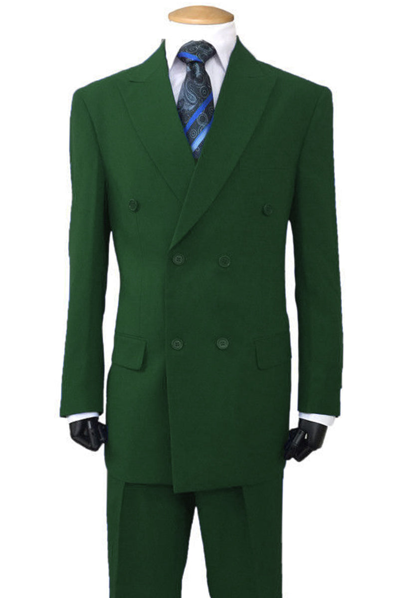 Mens Classic Fit Double Breasted Poplin Suit in Olive Green   SignatureMenswear
