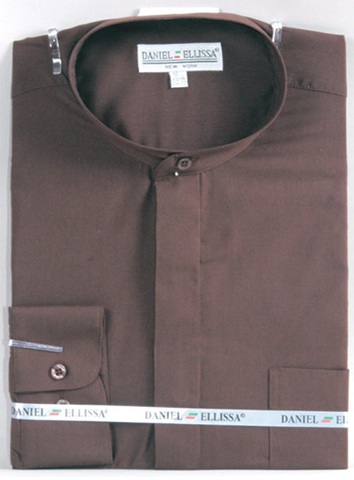 Men's Brown Cotton Blend Classic Fit Floral Pattern Standard Cuff Shirt