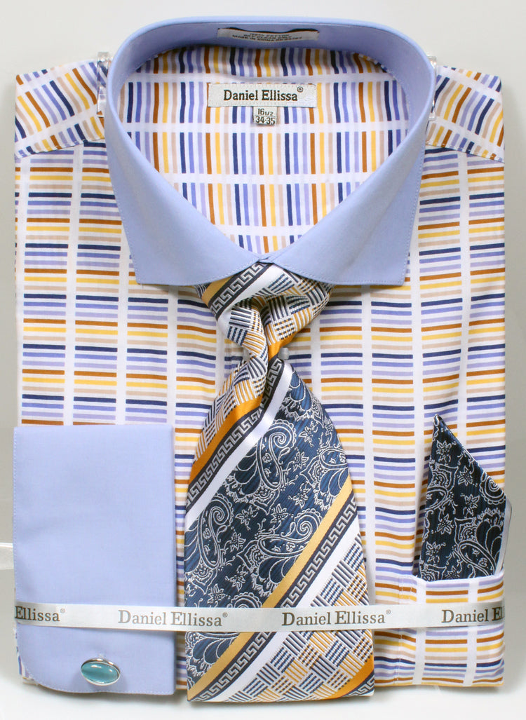 Men's Wide Spread Collar Contrast Cuff Horizontal Multi Stripe Dress S SignatureMenswear Men's Wide Spread Collar Contrast Cuff Horizontal Multi Stripe Dress S SignatureMenswear