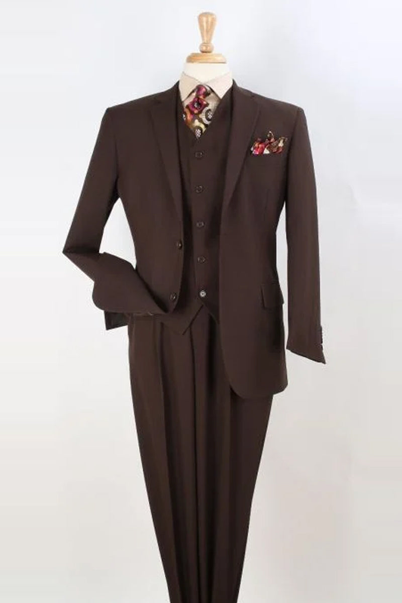 Athletic Cut Classic Suits Men's suit Classic Relax Fit Pleated Pants 19 Inch Bottom Brown main image 1