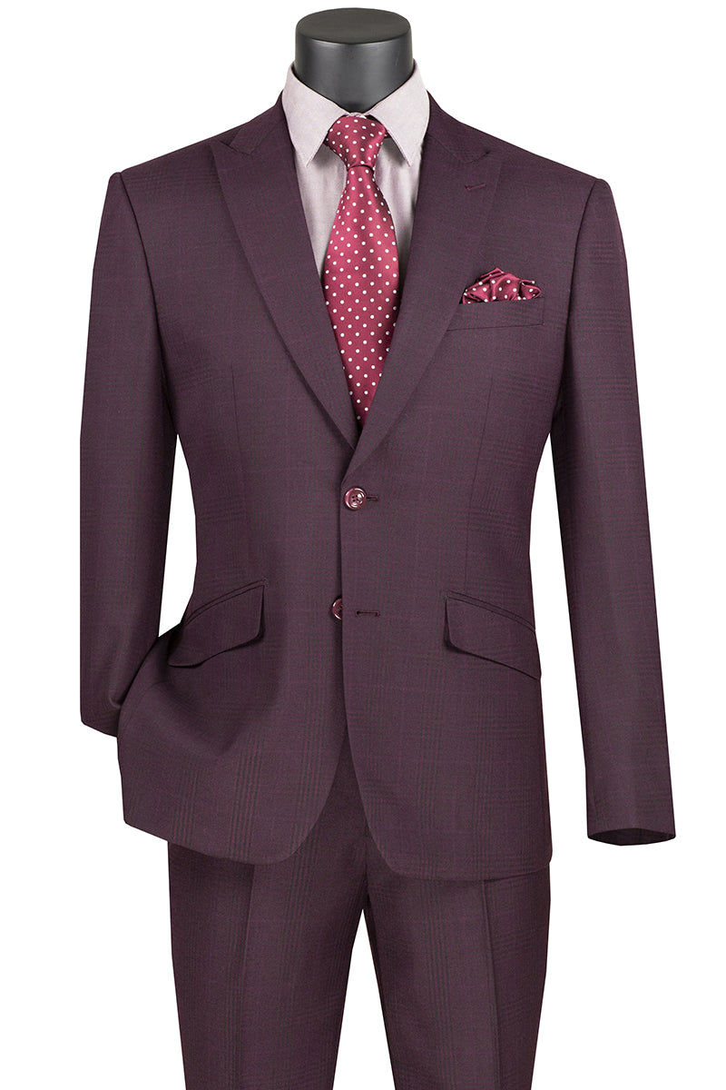 Apollo King Men's Modern Fit Red Poplin 2-Btn Suit main image 0