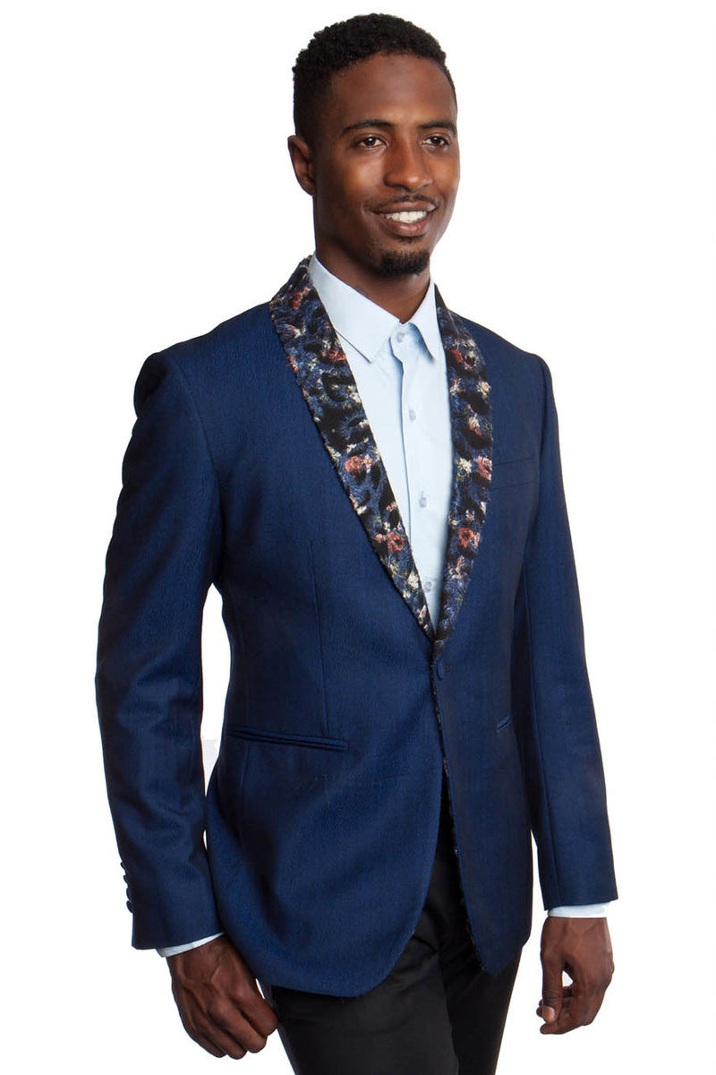 Men'S Sequin 1 Button Black Side Vents Classic Fit Dinner Jacket