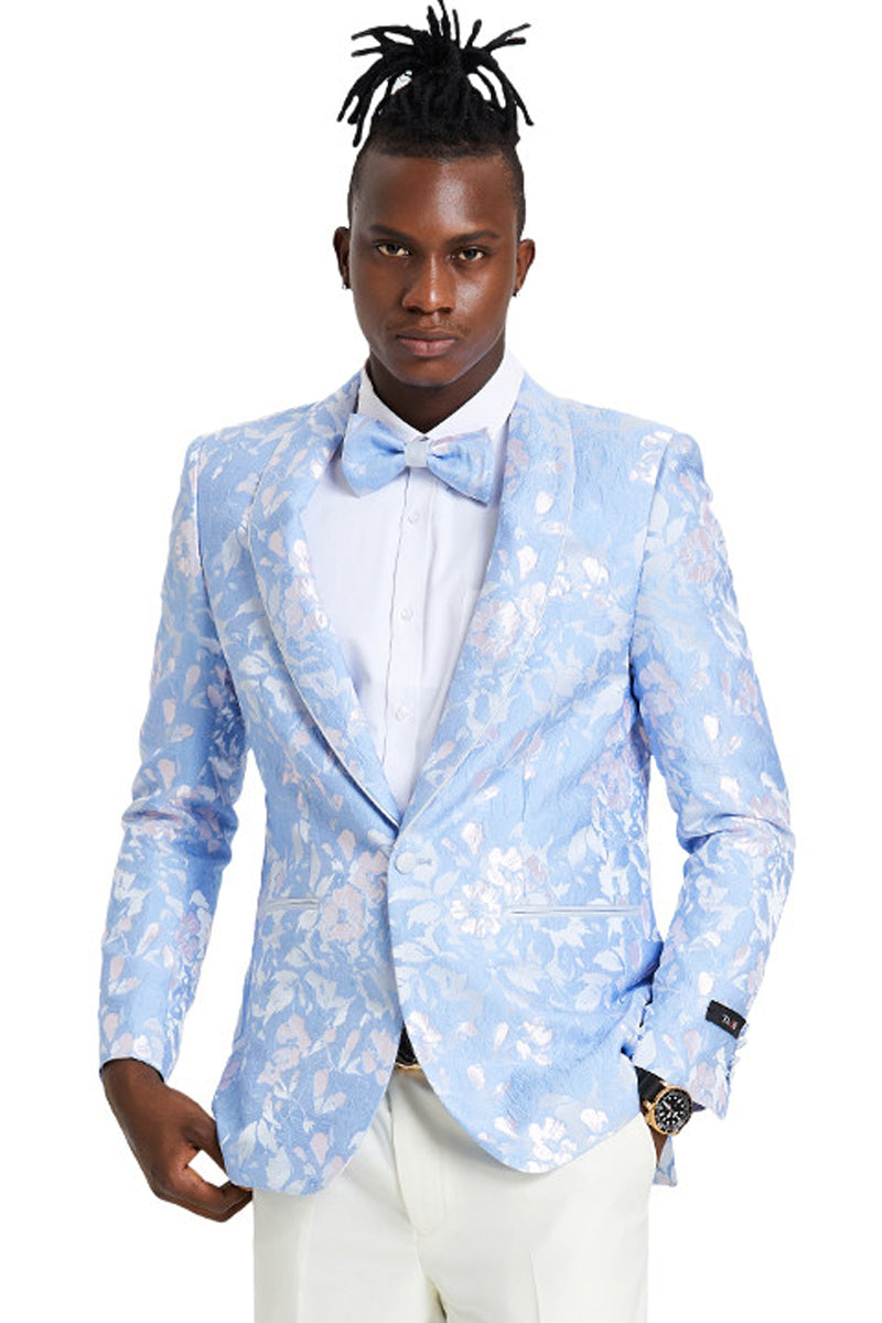 Men's Slim Fit Paisley Foil Print Prom Wedding Dinner Jacket