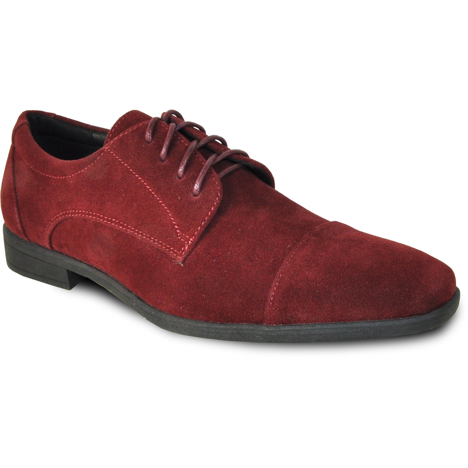 Mens Formal Suede Style Wedding & Prom Cap Toe Dress Shoe in Burgundy – SignatureMenswear
