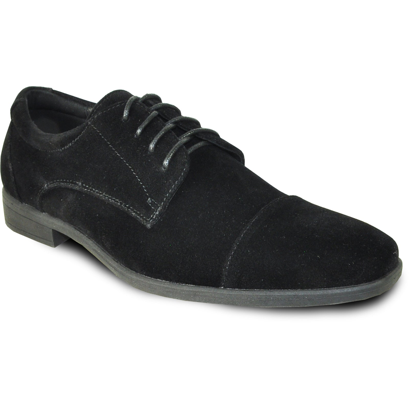 Mens Formal Suede Style Wedding & Prom Cap Toe Dress Shoe in Black