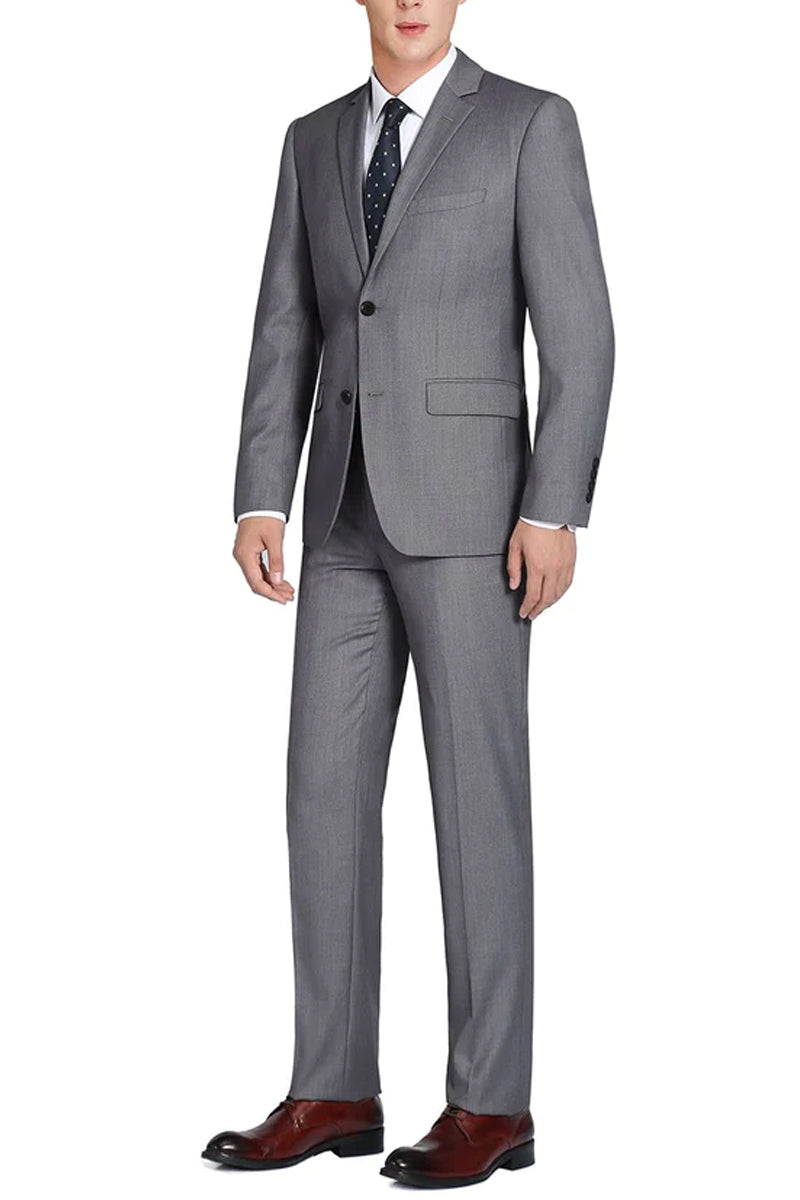 Mens 2 Button Vested Basic Wool Feel Suit in Olive
