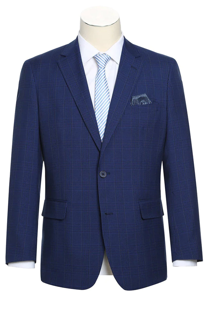 Mens Two Button Modern Fit Poplin Suit in Navy Blue Mens Two Button Modern Fit Poplin Suit in Navy Blue