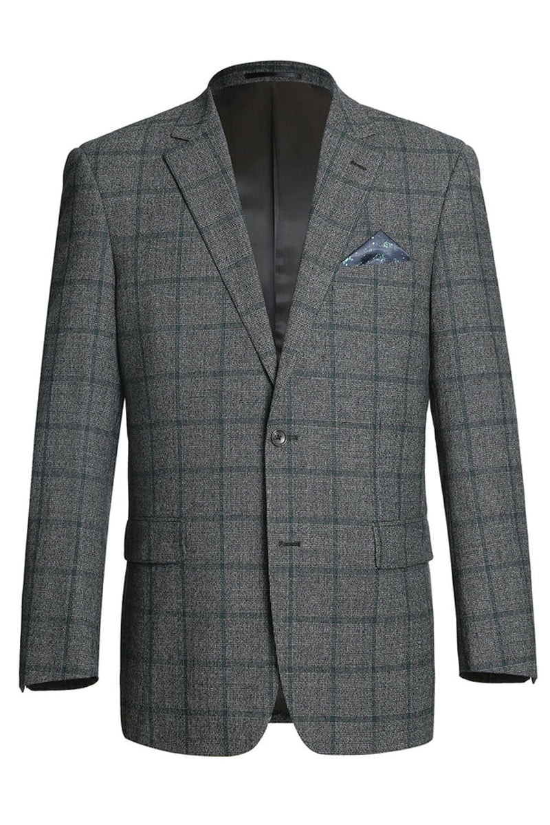 Mens 3 Button Blazer - Three Button Mid Gray Sport Coat - Side Vented - Wool Blazer main image 1
