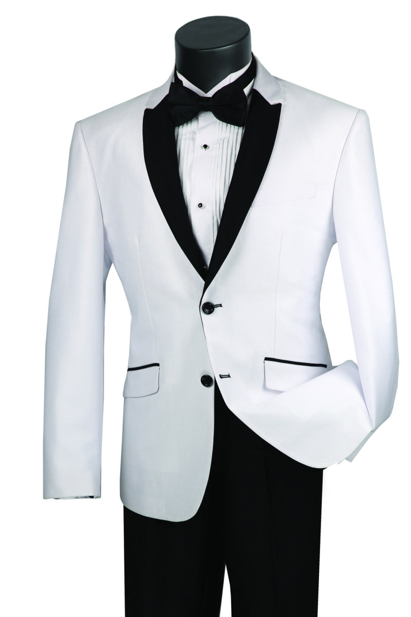 Men's 1 Button Shawl Collar Two Toned Tuxedo Dinner Jacket Blazer White main image 0