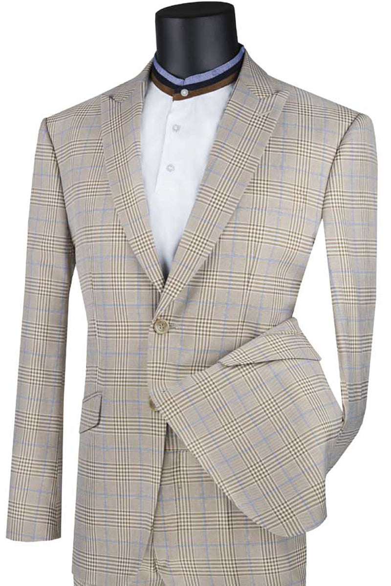 Men's Metallic Wave Pattern Azure Plain Zoot Suit Peak Lapel main image 0