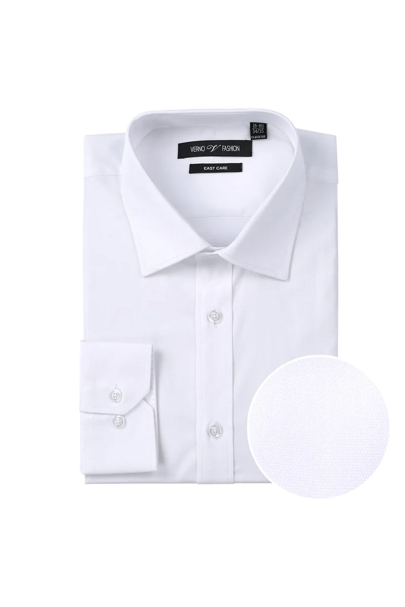 Mens Classic Fit 100% Cotton Dress Shirt in White 22-36-37 / Blue Mens Classic Fit 100% Cotton Dress Shirt in White 22-36-37 / Blue