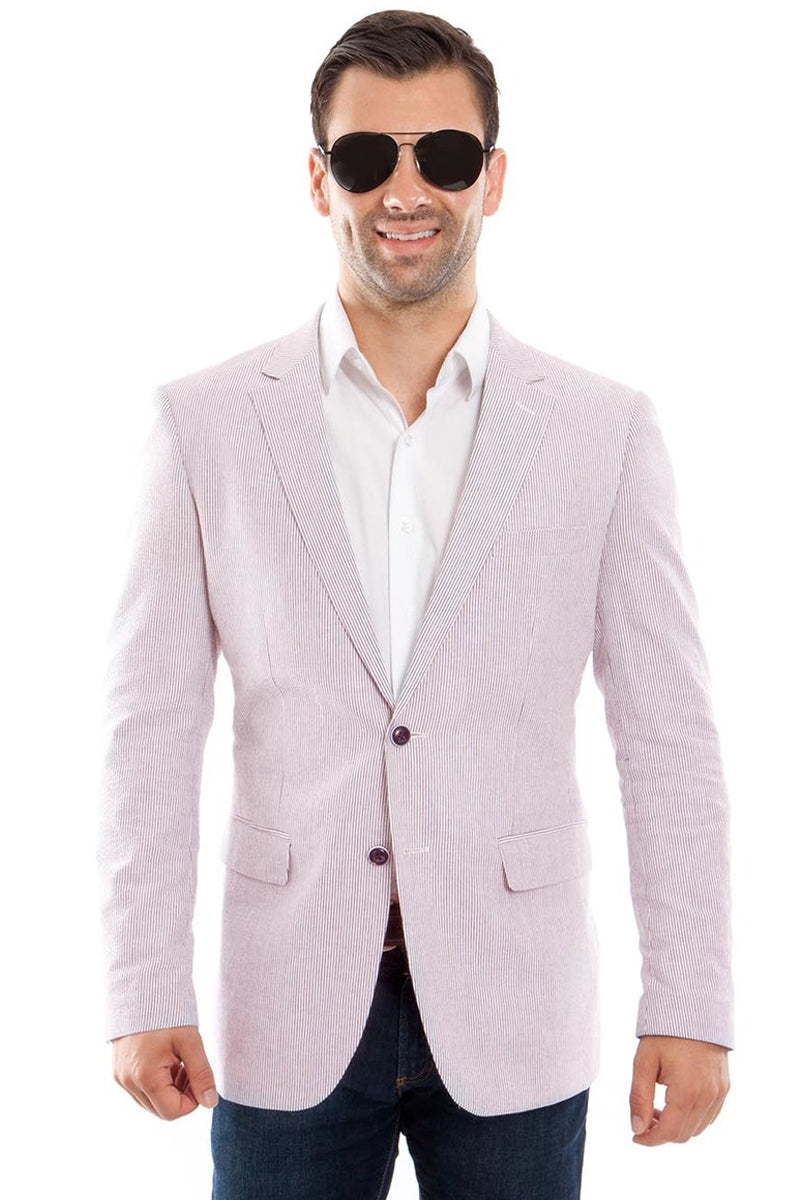 Mens Red Seersucker Cheap Priced Blazer Jacket For Men ~ Sport Coat main image 1