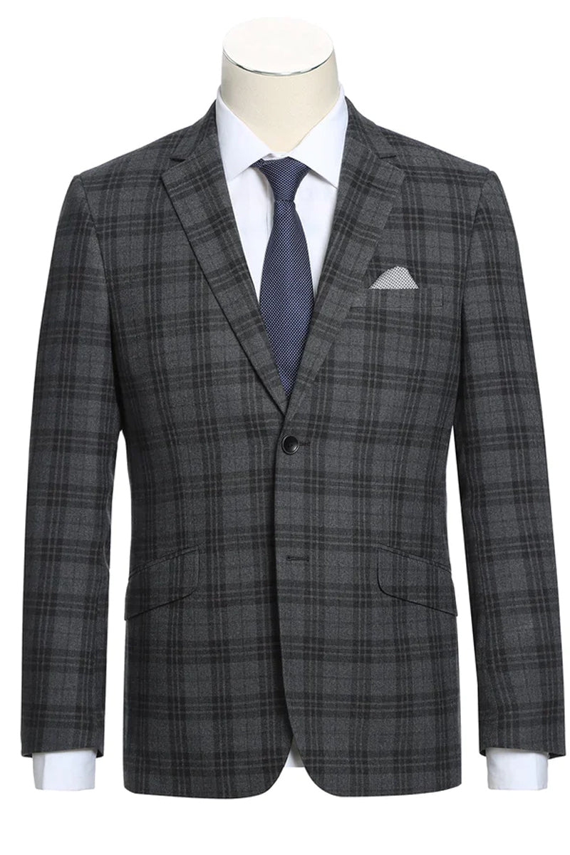 Men's Grey Front Patch Pockets Package Combo Regular Fit Cut Suit main image 1