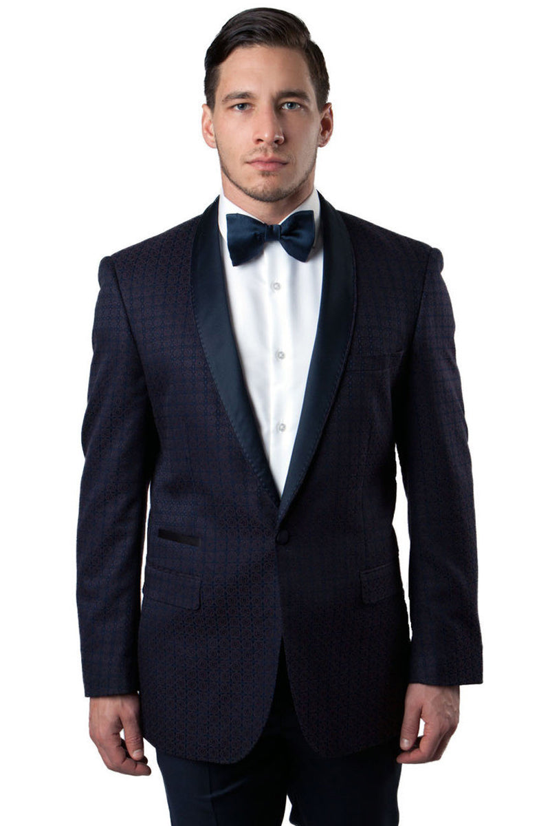 Men's Dark Blue One Button Back Vent Shawl Lapel Tuxedos main image 0