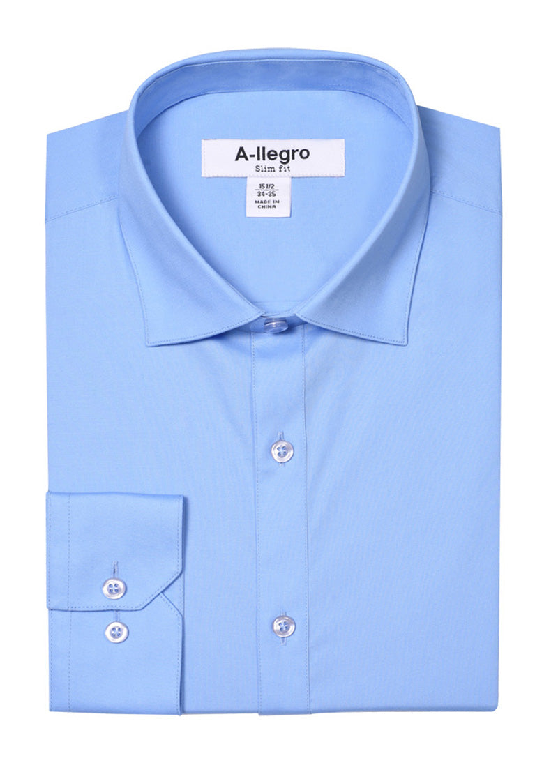 Men's Basic Slim Fit Cotton Dress Shirt In Sky Blue – SignatureMenswear