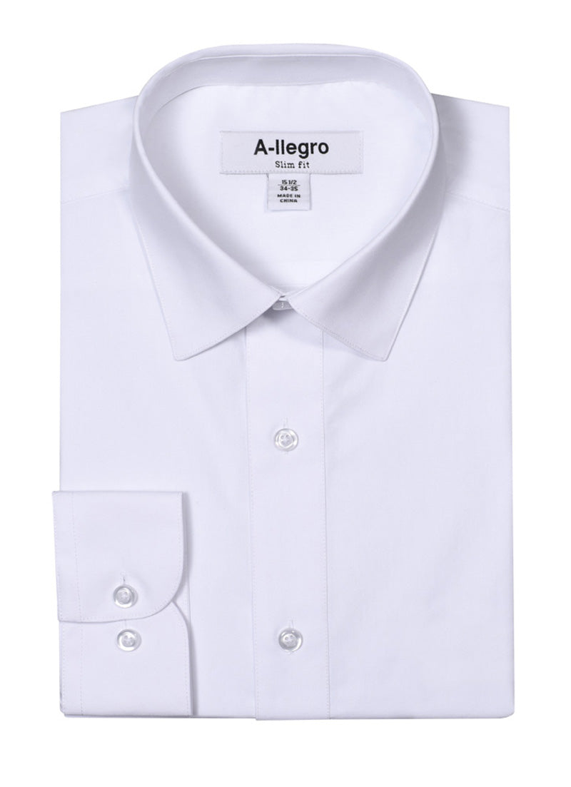 Men's Basic Slim Fit Cotton Dress Shirt In White – SignatureMenswear